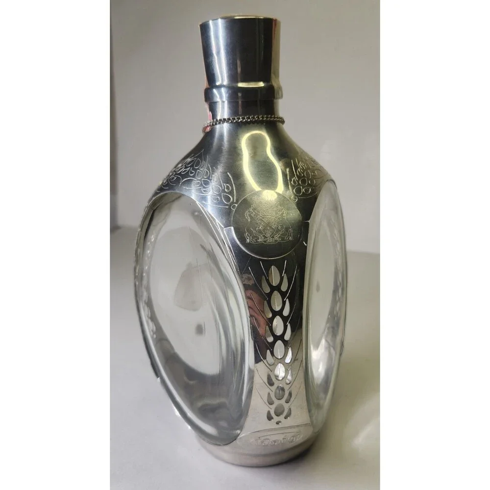Haig Royal Holland Pewter Overlay Glass Pinch Empty Whisky Bottle Decanter